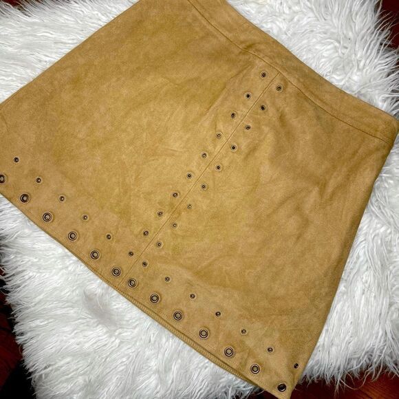 Express Tan Mini Skirt with Metal Accents - Picture 1 of 2